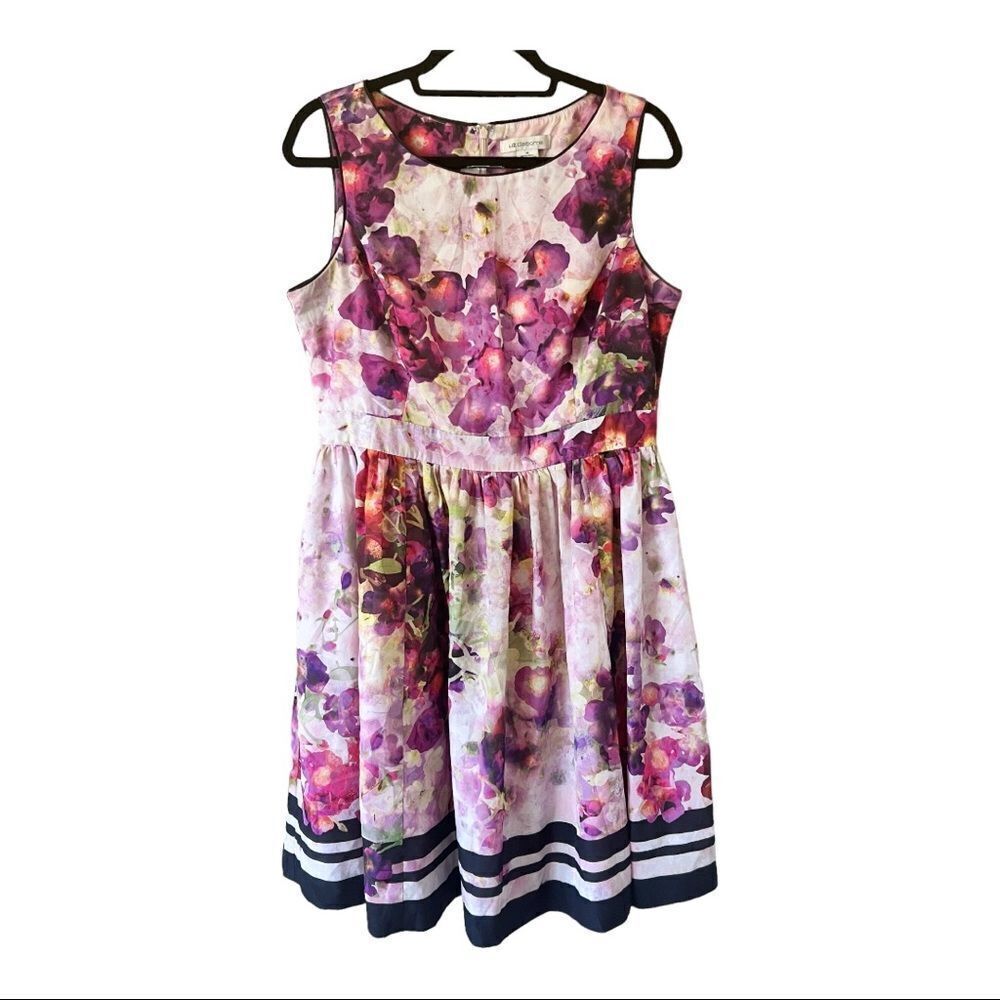 Liz Claiborne Sleeveless Multi-Color Fit And Flare Floral Dress Size 14